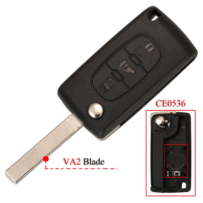 Coque de clés Peugeot / Citroën 3 boutons (coffre)