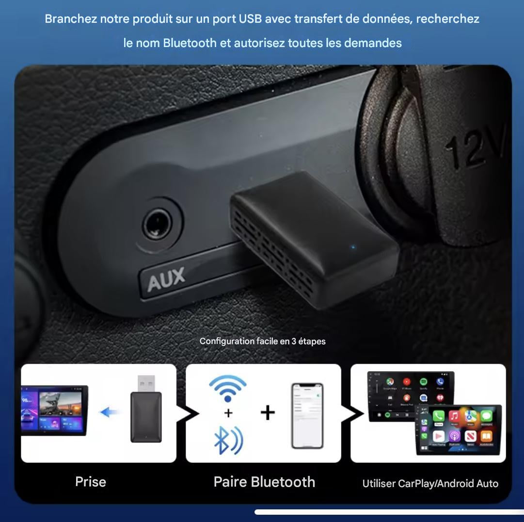 Adaptateur CarPlay sans fil avec fonction Bluetooth